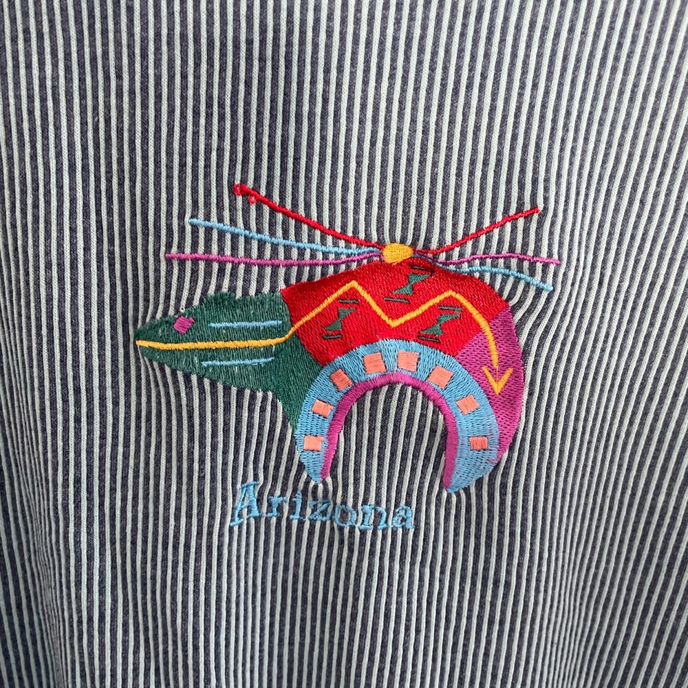 Vintage Striped Shirt with Colorful Embroidery
